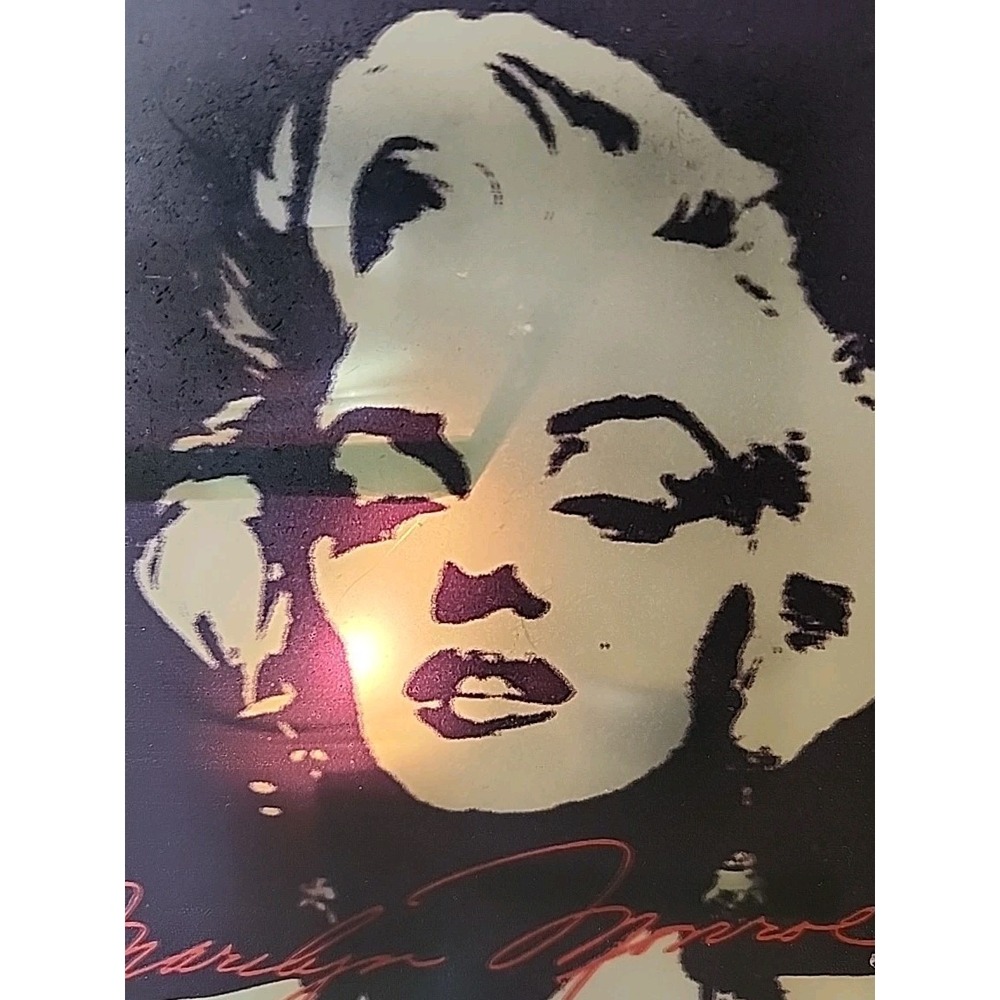 Vintage Marilyn Monroe Frosted Glass‎ Square Candle Holder Black & White Rare